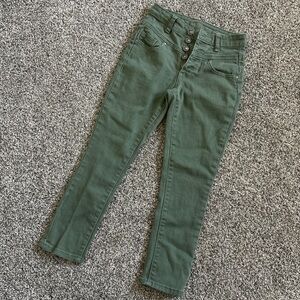 dELiA*s Olive Green Button-Fly Cropped Skinny Jeans